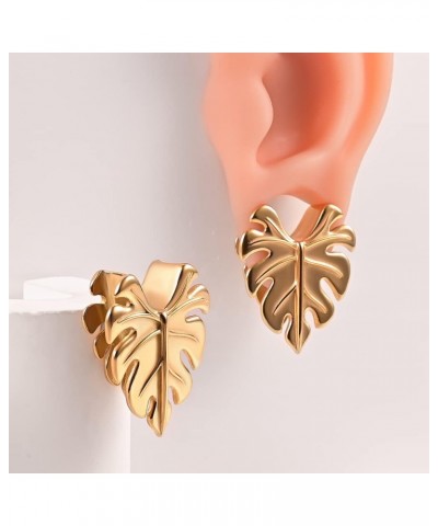 2PCS Leaves Saddle Ear Tunnels Plugs 316 Stainless Steel Ear Gauges Hangers Hypoallergenic Earrings Stretchers Expanders Pier...