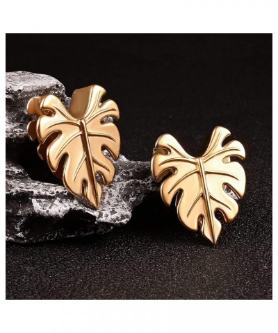 2PCS Leaves Saddle Ear Tunnels Plugs 316 Stainless Steel Ear Gauges Hangers Hypoallergenic Earrings Stretchers Expanders Pier...