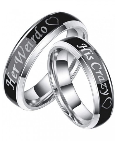 His and Hers Rings 2Pc Stainless Steel Rings His and Hers Engraved Heart Her Weirdo and His Crazy Size 5-13 Women 12+Men 13 $...