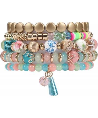 Bohemian Bracelets for Women Stretch Multilayer Colorful Beads Bracelet with Charm Jewelry Multi-R $8.78 Bracelets