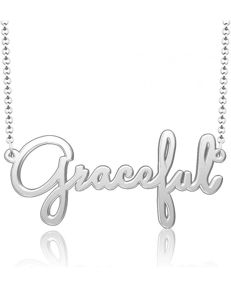 Personalized Stainless Steel Jewelry Inspirational Words Custom Name Necklace Graceful $9.00 Necklaces