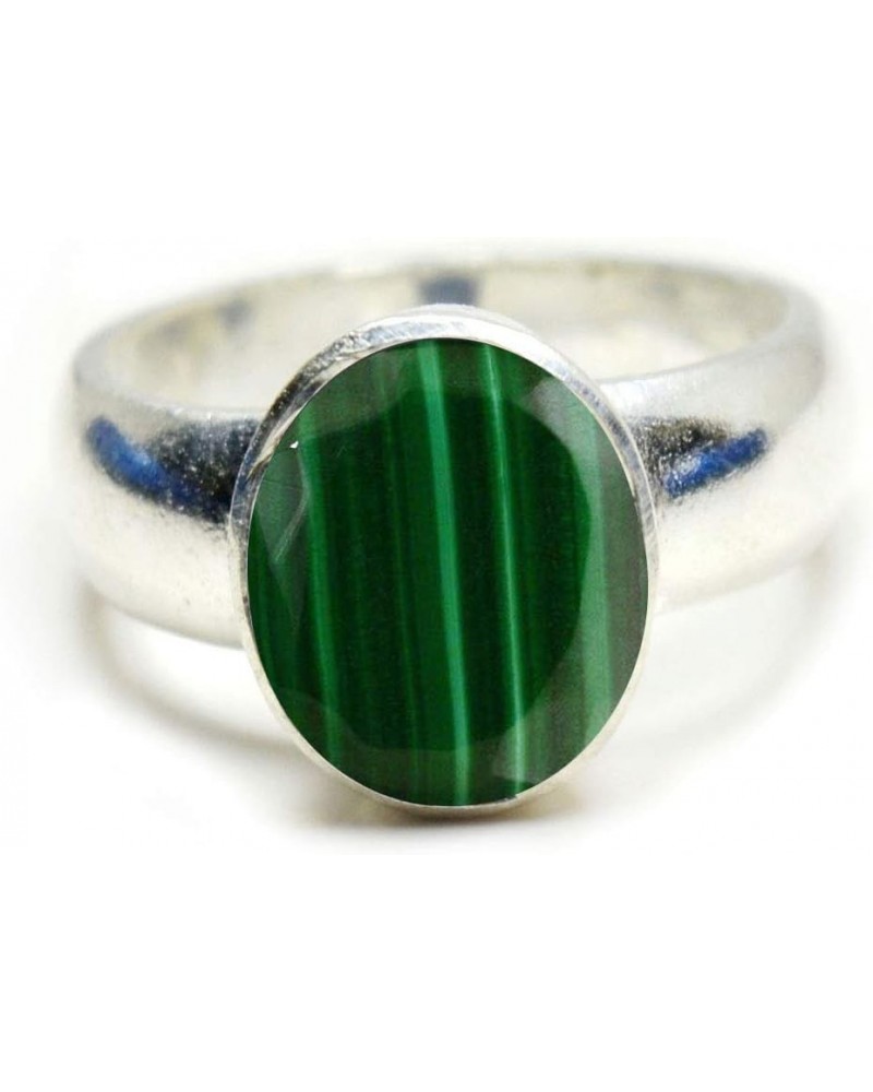 Choose Your Real Gemstone Ring Oval Shape 925 Sterling Silver Faceted Birthstone Jewelry 4-13 natural-faceted malachite $14.6...