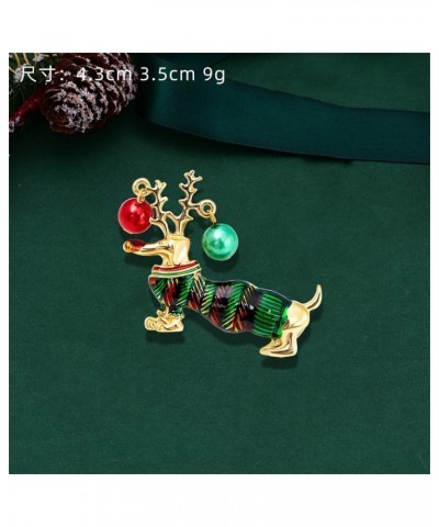 Cute Santa Dog Animal Brooch Pin for Women Girls Gold Plated Fashion Enameled Red Green Ball Dachshund Sausage Dog Brooches L...