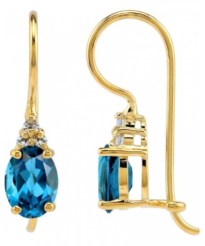 Birthstone Gemstones 925 Sterling Silver Hook Earrings Genuine London Blue &topaz - Yellow GP&topaz yellow gold plated $13.71...