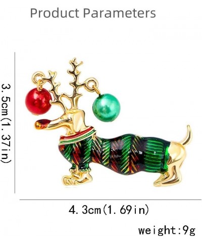 Cute Santa Dog Animal Brooch Pin for Women Girls Gold Plated Fashion Enameled Red Green Ball Dachshund Sausage Dog Brooches L...