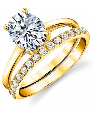 2.5 Carat Oval Under Halo Moissanite Bridal Set Engagement Wedding Ring in 18K Yellow Gold over Silver $66.00 Sets