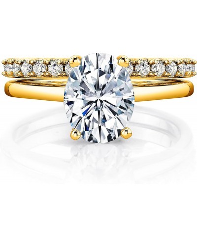 2.5 Carat Oval Under Halo Moissanite Bridal Set Engagement Wedding Ring in 18K Yellow Gold over Silver $66.00 Sets