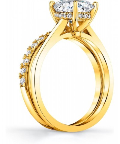 2.5 Carat Oval Under Halo Moissanite Bridal Set Engagement Wedding Ring in 18K Yellow Gold over Silver $66.00 Sets