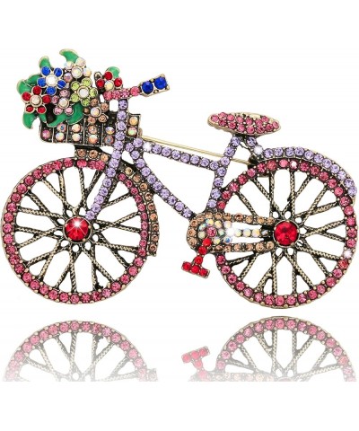 Crystal Rhinestone Creative Bicycles Brooch Pin for Women Retro Elegant Handmade Red Brooches Pins Classic Wedding Fashion Je...