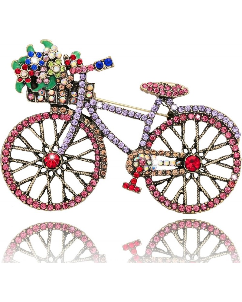 Crystal Rhinestone Creative Bicycles Brooch Pin for Women Retro Elegant Handmade Red Brooches Pins Classic Wedding Fashion Je...