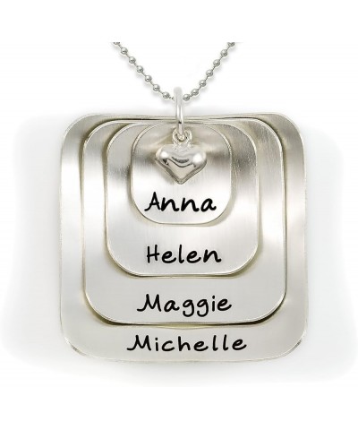 Square Lucky Four Sterling Silver Personalized Necklace Comes with 4 Customizable Charms and a Sterling Silver Heart Charm. Y...