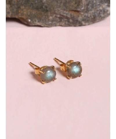 10K Yellow Gold London Sky Blue Topaz Citrine Moonstone Amethyst Black Green Onyx Garnet Turquoise Labradorite Stud Earrings ...