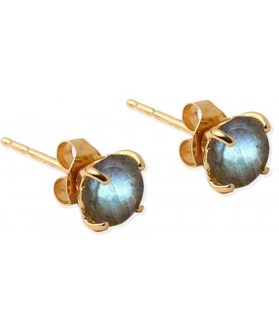 10K Yellow Gold London Sky Blue Topaz Citrine Moonstone Amethyst Black Green Onyx Garnet Turquoise Labradorite Stud Earrings ...