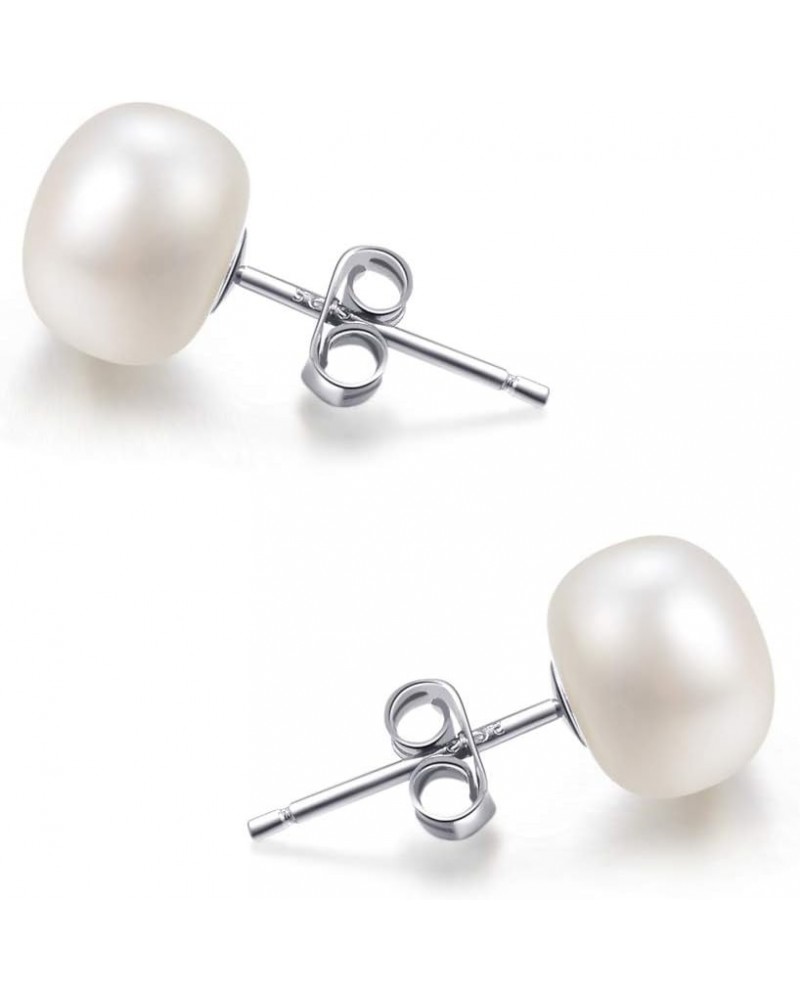 Pearl Stud Earrings-925 Sterling Silver Genuines Freshwater Cultured Pearl Earrings Studs For Women Size Choose Pearl Size: 7...