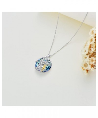 Cat Gifts for Cat Lovers Sterling Silver Cute Cat Tree of Life Pendant Necklace with Blue Circle Crystal Birthday Christmas J...