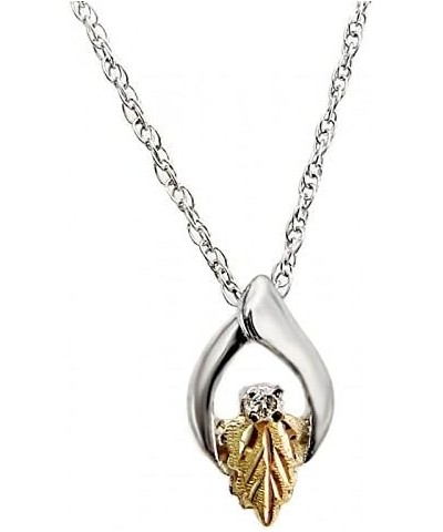 Diamond Split Leaf Pendant Necklace, Sterling Silver, 12k Green and Rose Gold Black Hills Gold Motif, 18'' $47.45 Necklaces