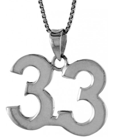 Sterling Silver Number 33 Necklace for Jersey Numbers & Recovery High Polish 3/4 inch, 2mm Curb Chain 20-inch-Necklace $18.01...