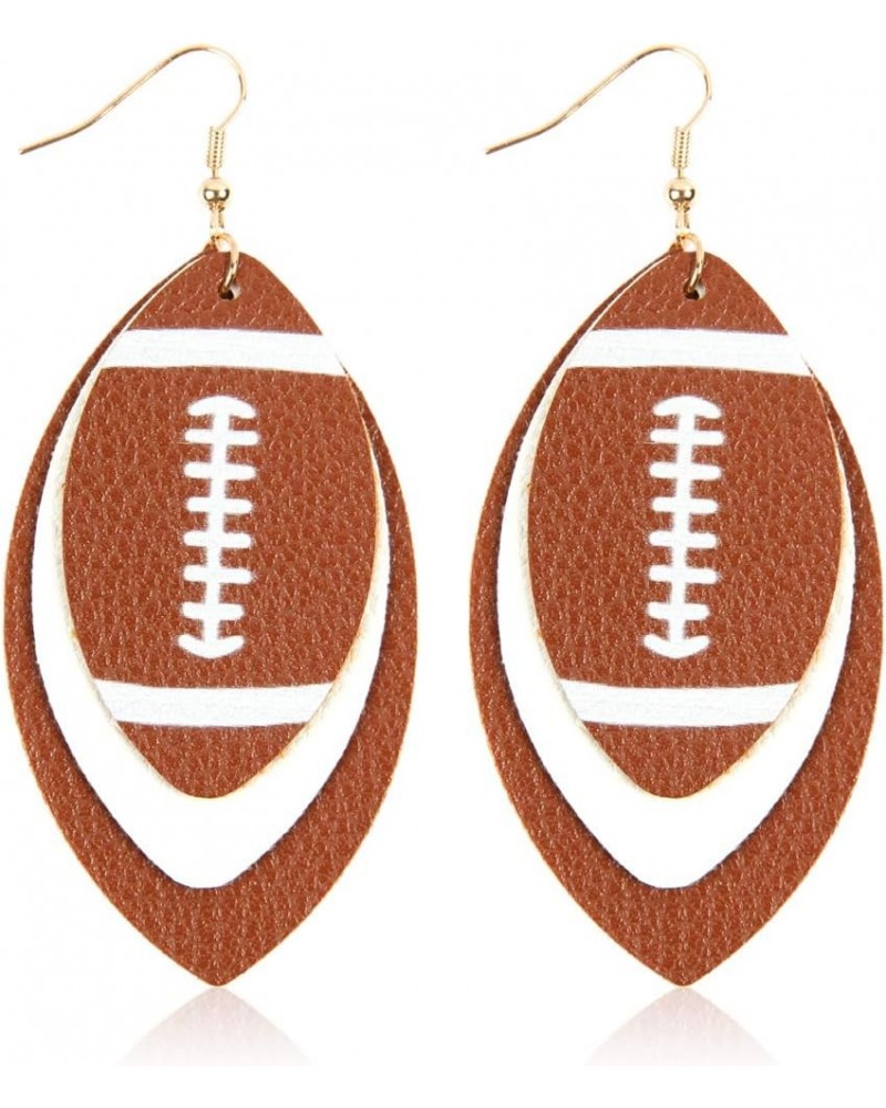 Sports Game Team Faux Leather Earrings - Fun Print Leatherette Geometric Drop, Hook Dangles Volleyball, Basketball, Softball,...