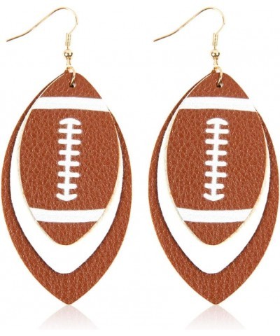 Sports Game Team Faux Leather Earrings - Fun Print Leatherette Geometric Drop, Hook Dangles Volleyball, Basketball, Softball,...