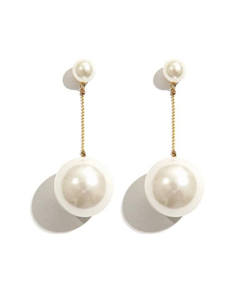 Long Pearl Drop Dangle Earrings for Women Large Pearl Tassel Earrings Pearl Chain Earrings $10.07 Earrings