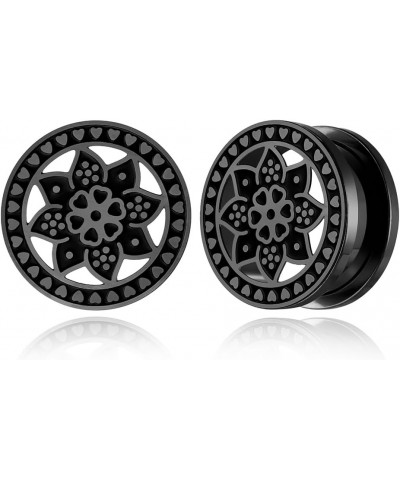 2PCS Floral Gauges for Ears, Hypoallergenic 316 Stainless Steel Plugs Tunels Gauuges for Stretched Ear 8mm-25mm (0G-1") Body ...