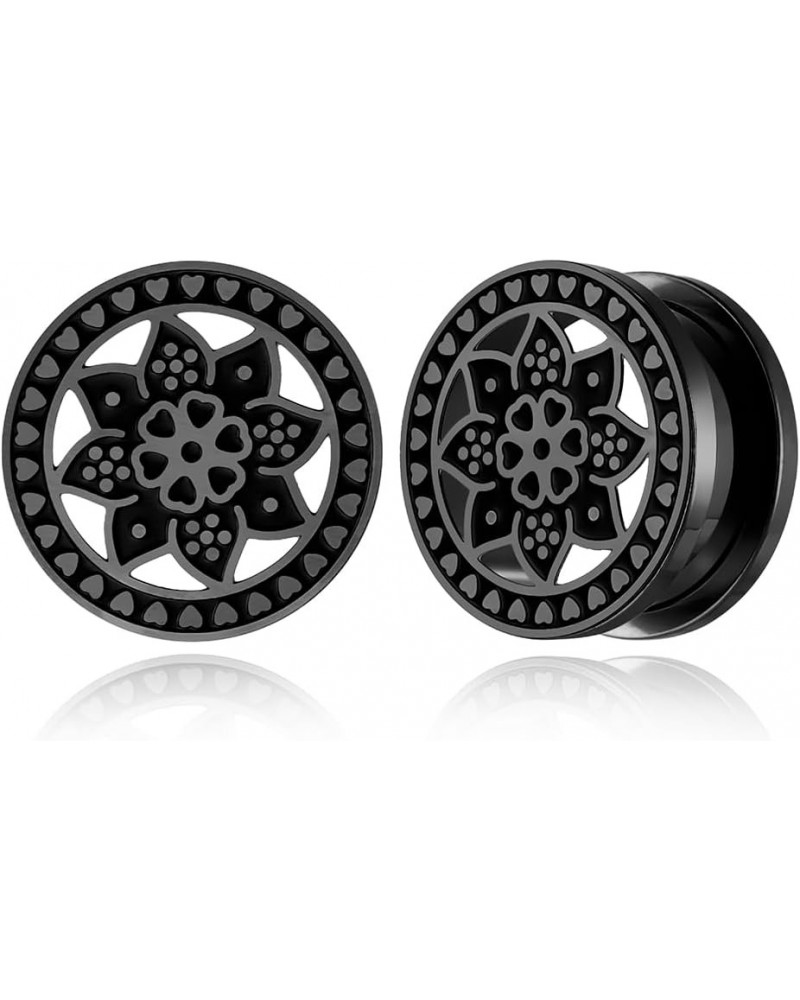 2PCS Floral Gauges for Ears, Hypoallergenic 316 Stainless Steel Plugs Tunels Gauuges for Stretched Ear 8mm-25mm (0G-1") Body ...