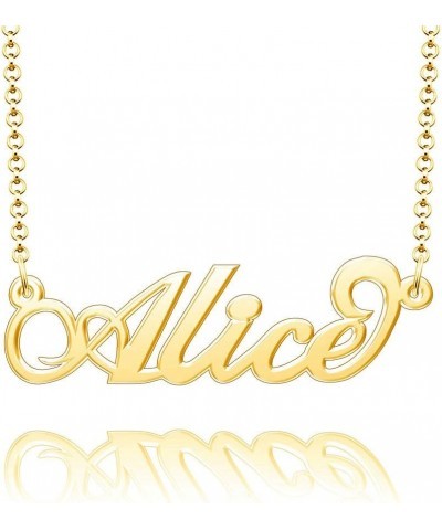 Name Necklace Personalized Gold Custom Name Plate Necklace Sterling Silver Alice-Gold $19.37 Necklaces