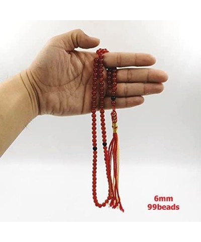 Tasbih Natural Red agate stone 99 beads 6mm cotton tassel pocket prayer beads Muslim bracelet arab fashion gift islamic Rosar...