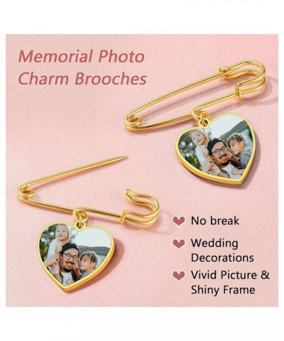 Personalized 1/2/3/4 Wedding Boutonniere Photo Charms Bouquet Pins Stainless Steel/18K Gold Plated Memorial Customized Heart/...