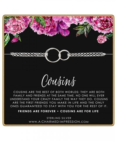 Cousin Gifts for Women • Sterling Silver Bracelet • Two Connected Interlocking Circles • Gift for Cousin Woman • Family Charm...