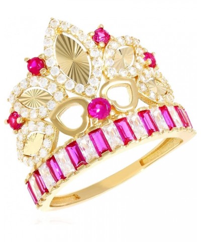 14K Yellow Gold 1.75CTW Simulated Diamond & Ruby Royal Crown Heart Cocktail Ring Ring size: 7.5 $87.38 Rings