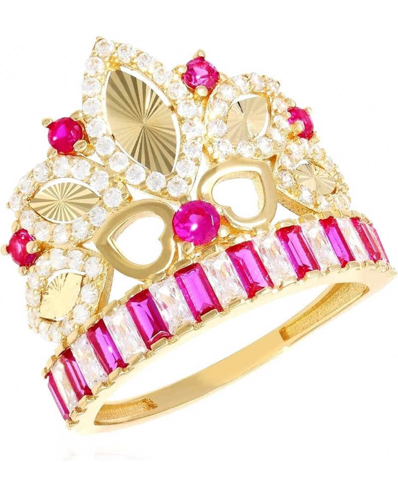 14K Yellow Gold 1.75CTW Simulated Diamond & Ruby Royal Crown Heart Cocktail Ring Ring size: 7.5 $87.38 Rings