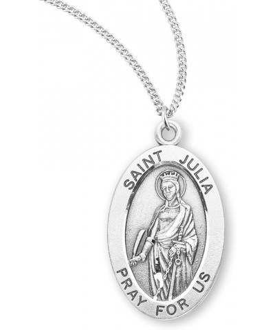 Sterling Silver Oval Patron Saint Medal St. Julia 2 $23.01 Necklaces