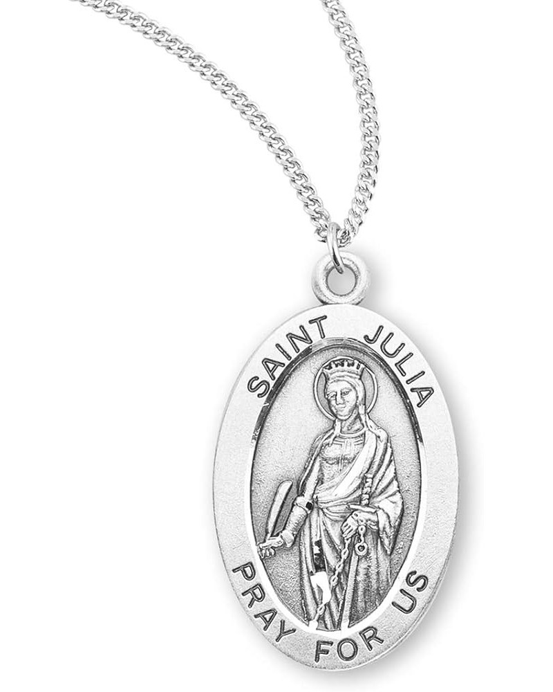 Sterling Silver Oval Patron Saint Medal St. Julia 2 $23.01 Necklaces