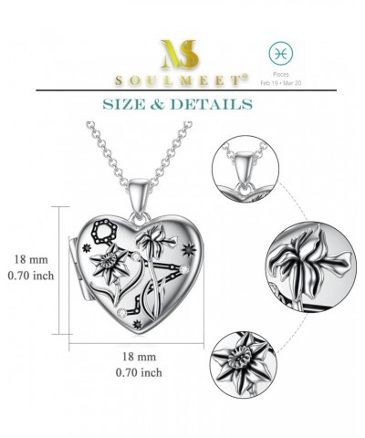 Heart Birth Flowers Zodiac Locket Necklace That Holds Picture Sterling Silver Personalized Various Months Constellation Photo...