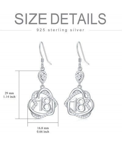 iiw Women Birthday Gifts Sterling Silver Heart 13/16/18/20/25th Drop Dangle Earrings for Women Her Girls Anniversary Valentin...