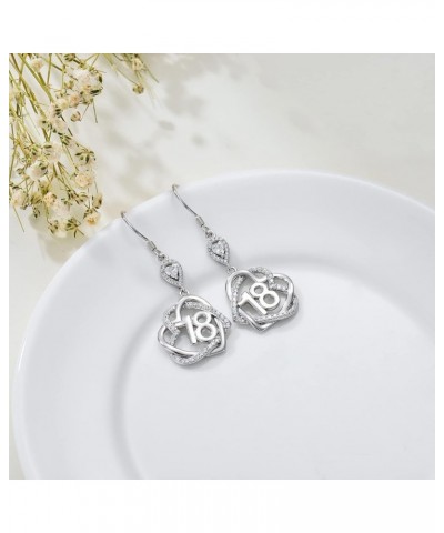 iiw Women Birthday Gifts Sterling Silver Heart 13/16/18/20/25th Drop Dangle Earrings for Women Her Girls Anniversary Valentin...