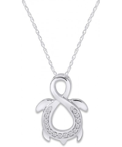 White Natural Diamond Turtle Infinity Pendant Necklace in14k Gold Over Sterling Silver (0.1 Cttw) white-gold-plated-silver $4...