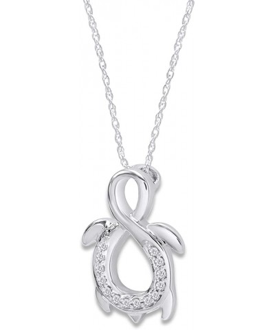 White Natural Diamond Turtle Infinity Pendant Necklace in14k Gold Over Sterling Silver (0.1 Cttw) white-gold-plated-silver $4...