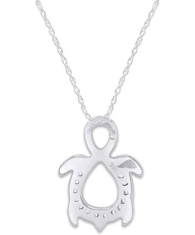 White Natural Diamond Turtle Infinity Pendant Necklace in14k Gold Over Sterling Silver (0.1 Cttw) white-gold-plated-silver $4...