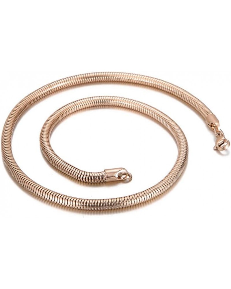 Stainless Steel Snake Chain Necklace for Men Women, Round Herringbone Snake Chain Necklace Solid Jewelry Rose Gold 5mm 20.0 I...