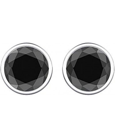 Bezel-Set Women's 925 Sterling Sliver CZ Party Wear Stud Earring Simulated Black Diamond Round Cut Cubic Zirconia Ear Stud Fo...