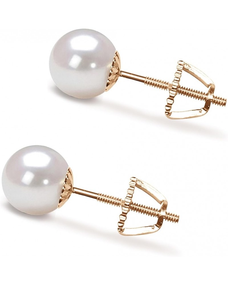 5-10mm Japanese Akoya Cultured Pearl Earrings Stud for Women AAA White Earrings Sterling Silver Setting - 9.0 Millimeters Yel...