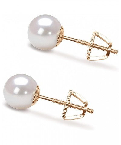 5-10mm Japanese Akoya Cultured Pearl Earrings Stud for Women AAA White Earrings Sterling Silver Setting - 9.0 Millimeters Yel...