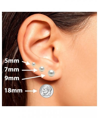 5-10mm Japanese Akoya Cultured Pearl Earrings Stud for Women AAA White Earrings Sterling Silver Setting - 9.0 Millimeters Yel...