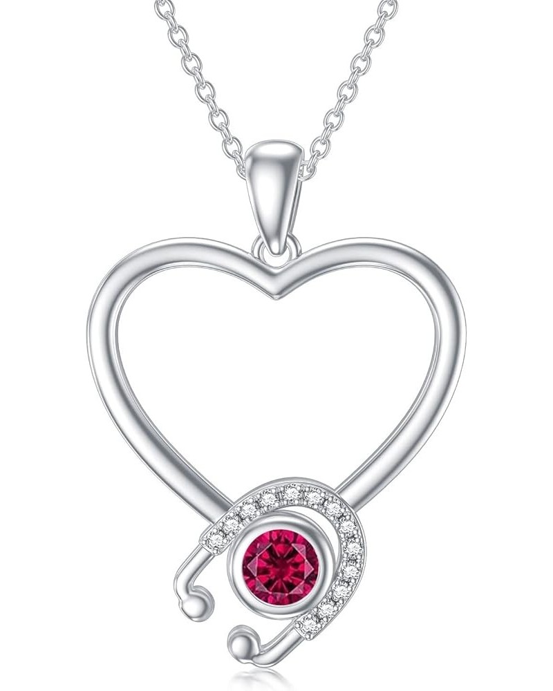 Heart Pendant Necklace 925 Sterling Silver With Birthstone Jewelry For Women, Birthday Gifts For Wife, Girlfriend, Mom, & Her...