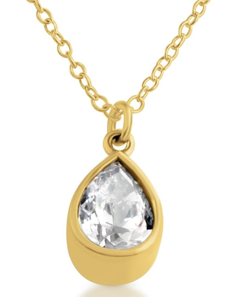 14K Gold Plated 925 Sterling Silver Tear Drop With Cubic Zirconia Pendant Charm Necklace 14.0 Inches $44.30 Necklaces