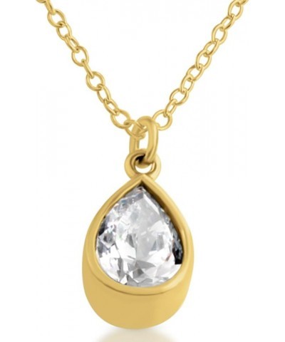 14K Gold Plated 925 Sterling Silver Tear Drop With Cubic Zirconia Pendant Charm Necklace 14.0 Inches $44.30 Necklaces