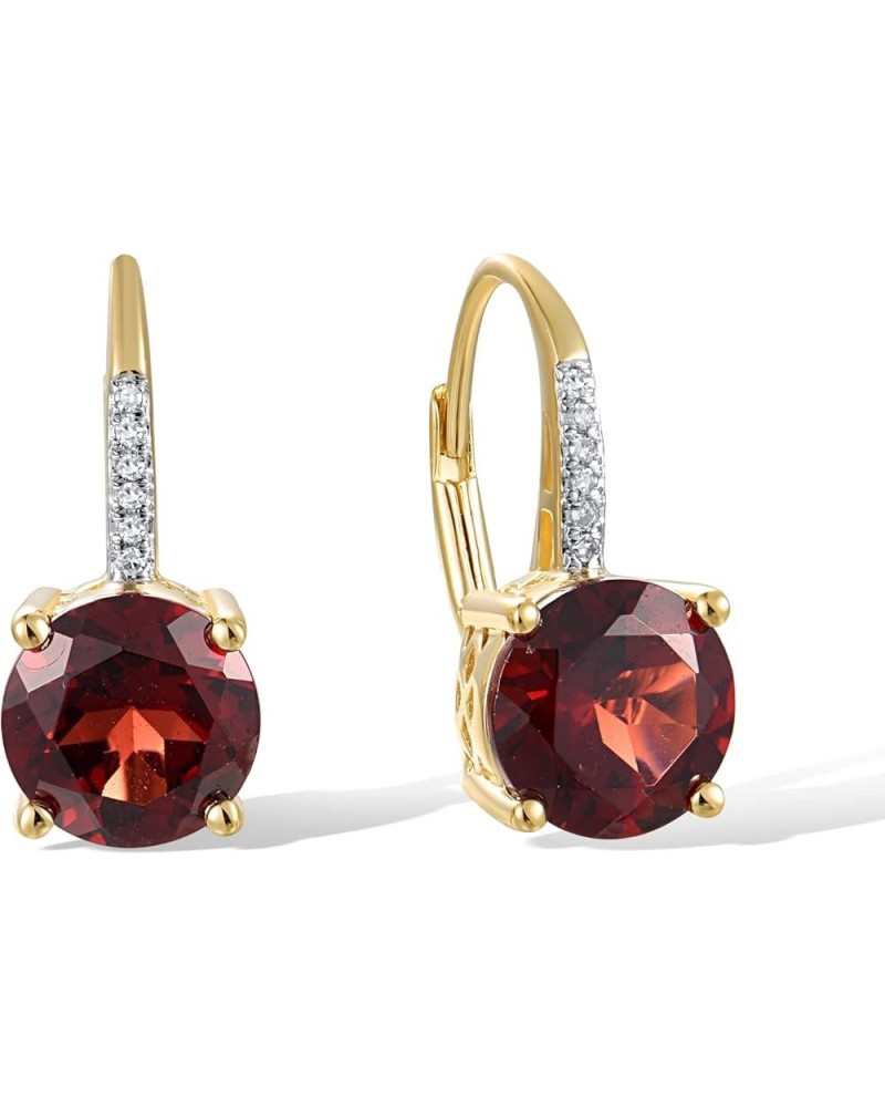 10K Solid Gold Genuine Diamond Leverback Dangle Earrings for Women [B]Red-Round $76.05 Earrings