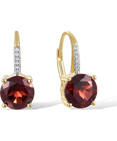 10K Solid Gold Genuine Diamond Leverback Dangle Earrings for Women [B]Red-Round $76.05 Earrings